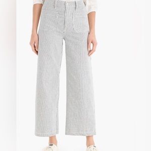 Jcrew Point Sur denim striped crop pant. Size 30